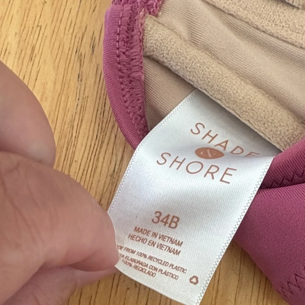 Shade & Shore Mauve crochet bando bikini with straps optional size 34 B